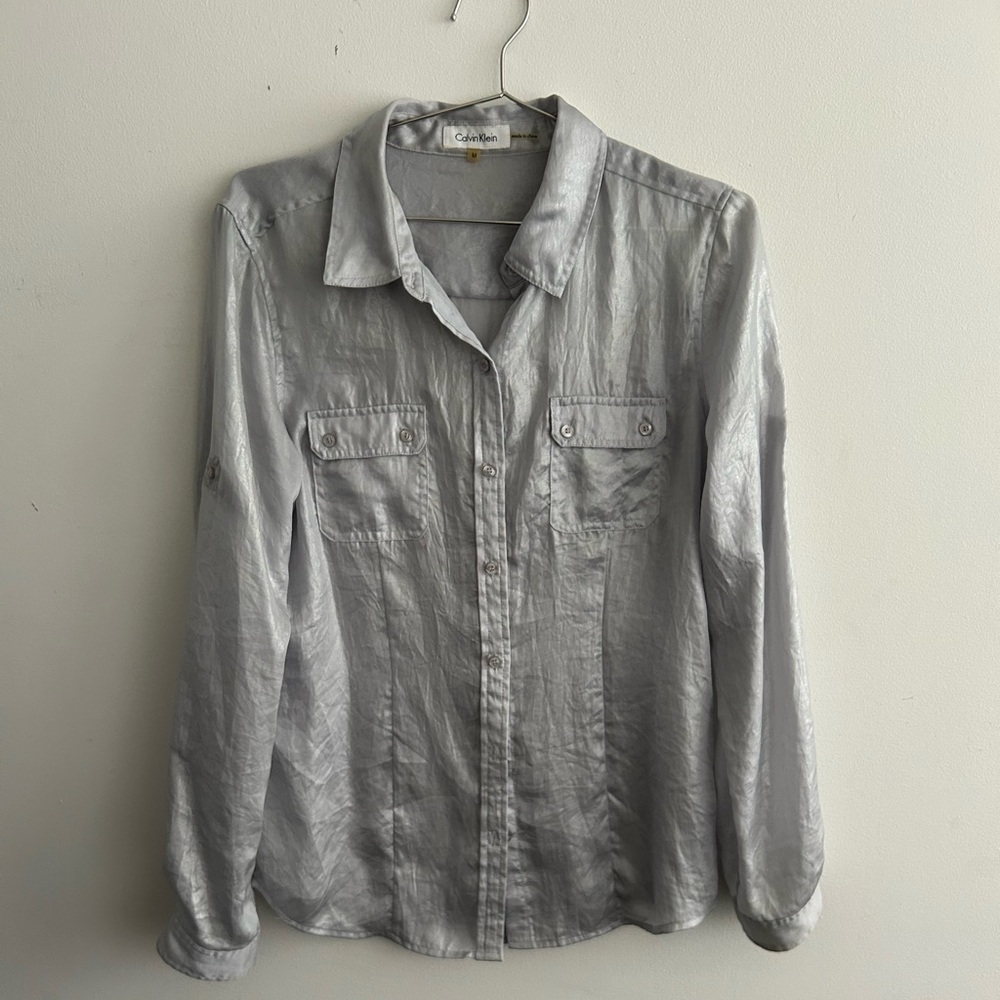 Calvin Klein Silver Casual Button Down Shirt